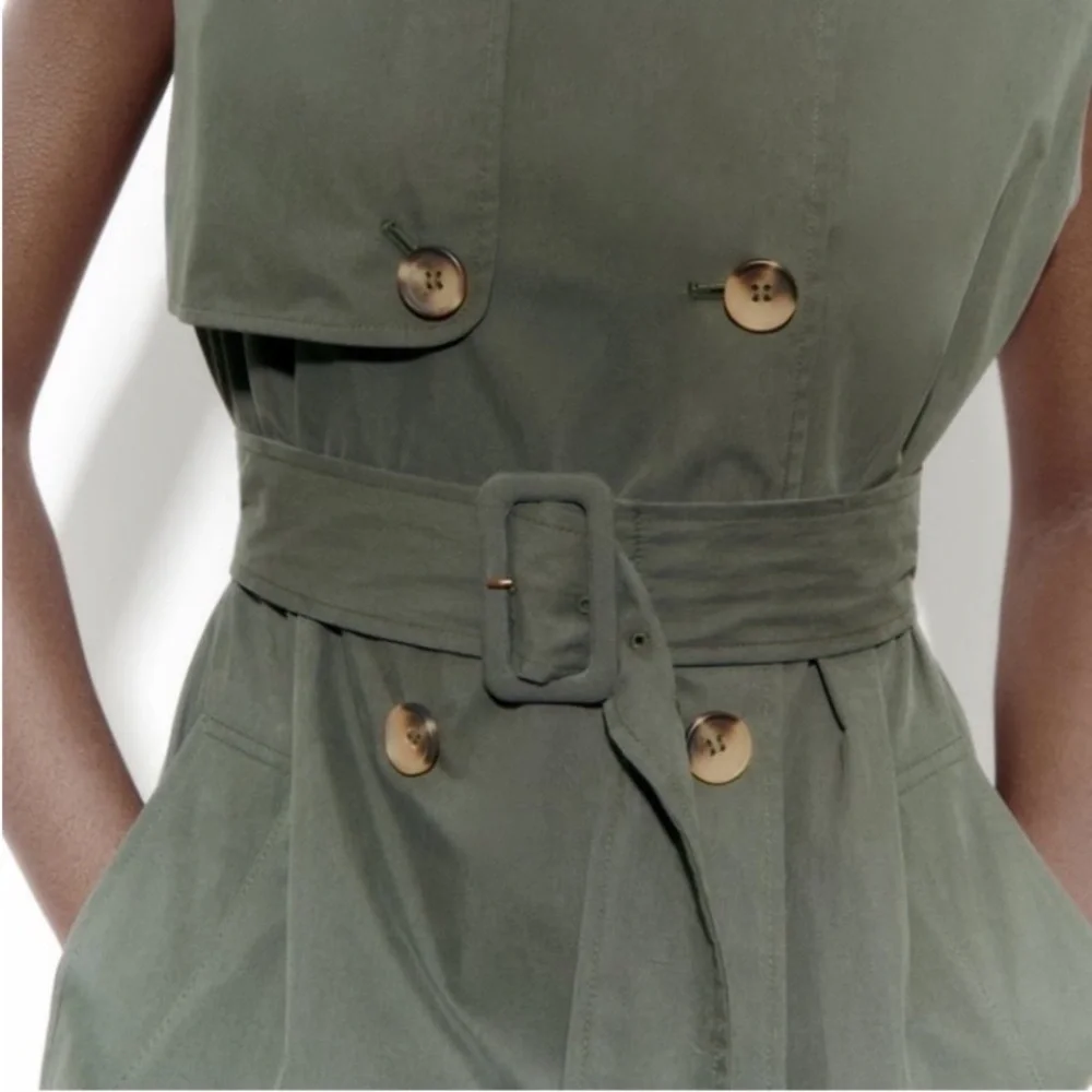 S. LONG BELTED VEST TRENCH COAT - Picture 6 of 8